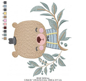 Bear embroidery designs - Baby boy embroidery design machine embroidery pattern - Teddy Bear with hat embroidery file - instant download pes