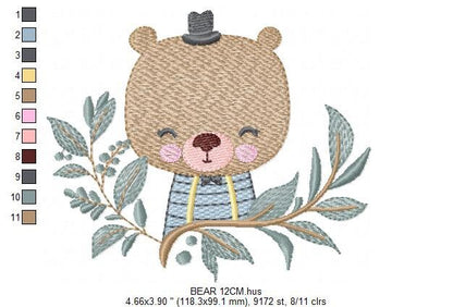 Bear embroidery designs - Baby boy embroidery design machine embroidery pattern - Teddy Bear with hat embroidery file - instant download pes Marcia Embroidery