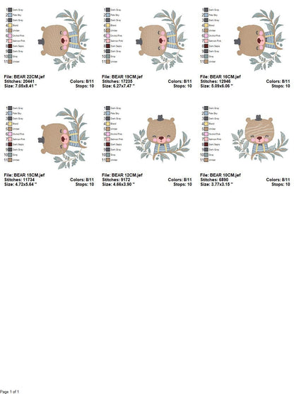 Bear embroidery designs - Baby boy embroidery design machine embroidery pattern - Teddy Bear with hat embroidery file - instant download pes Marcia Embroidery