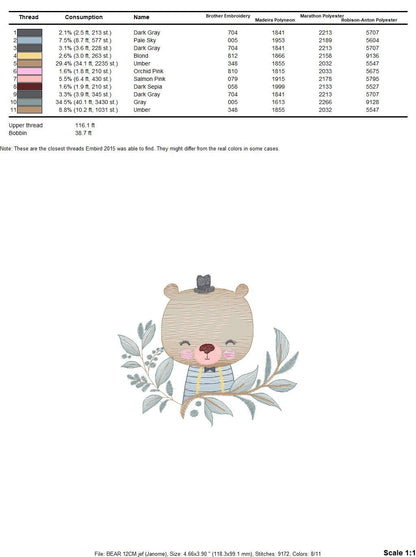 Bear embroidery designs - Baby boy embroidery design machine embroidery pattern - Teddy Bear with hat embroidery file - instant download pes Marcia Embroidery