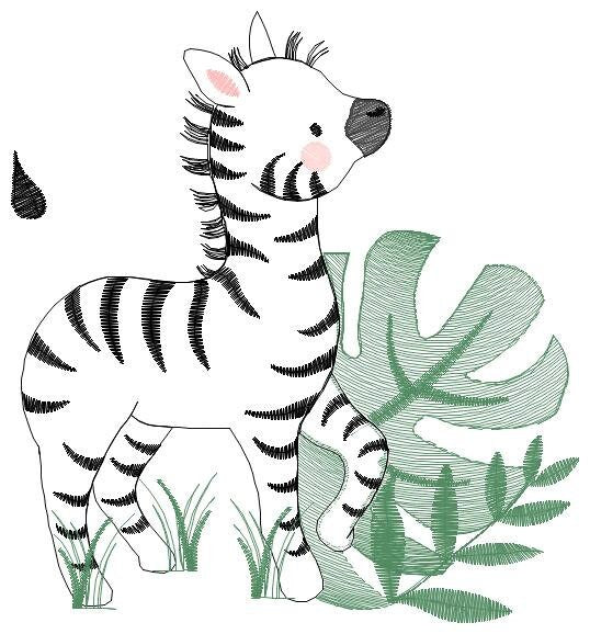 Zebra embroidery designs - Safari Wild Animal machine embroidery pattern - Tropical Plant file - Instant digital download pes jef dst hus - Marcia Embroidery