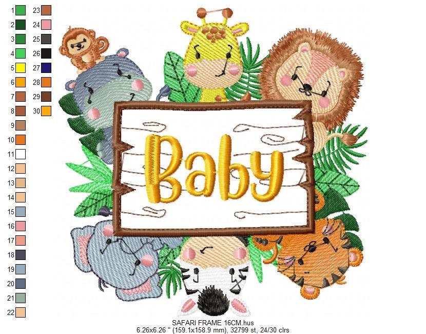 Safari wild animals embroidery designs - Baby Boy Lion Giraffe Elephant Zebra Tiger Hippo machine embroidery pattern - Instant download pes Marcia Embroidery