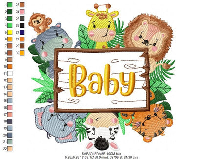 Safari wild animals embroidery designs - Baby Boy Lion Giraffe Elephant Zebra Tiger Hippo machine embroidery pattern - Instant download pes Marcia Embroidery