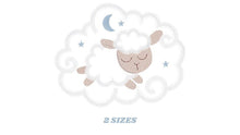 Charger l&#39;image dans la galerie, Sleeping Sheep embroidery design - Lamb with clouds embroidery designs machine embroidery pattern - Sheep applique design - instant download
