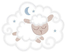 Load image into Gallery viewer, Sleeping Sheep embroidery design - Lamb with clouds embroidery designs machine embroidery pattern - Sheep applique design - instant download
