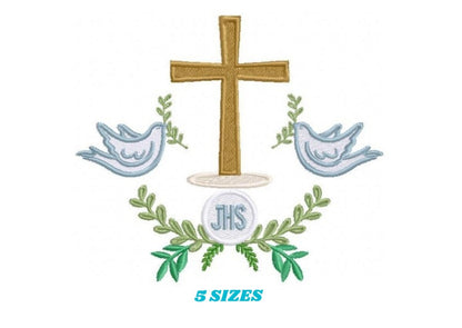 Cross embroidery designs - Dove embroidery design machine embroidery pattern - Catholic embroidery file - Grape Bread Wheat Eucharist church