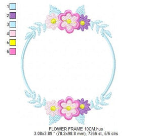 Monogram Frame embroidery designs - Flower embroidery design machine embroidery pattern - Floral frame embroidery file - instant download