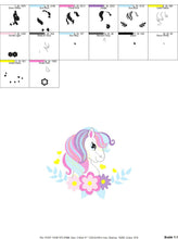 Cargar imagen en el visor de la galería, Horse embroidery design - Girl Pony embroidery designs machine embroidery pattern - Pony with flowers embroiery file - instant download pes
