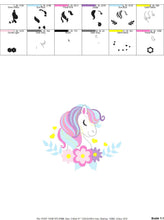 Cargar imagen en el visor de la galería, Pony embroidery design - Female Horse embroidery designs machine embroidery pattern - Pony with flowers file - Girl instant download pes jef
