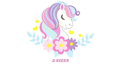 Pony embroidery design - Female Horse embroidery designs machine embroidery pattern - Pony with flowers file - Girl instant download pes jef Marcia Embroidery