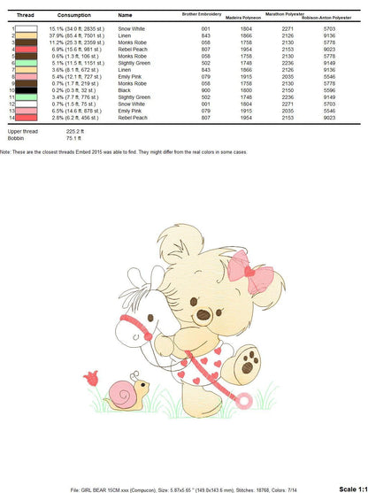 Bear embroidery designs - Baby girl embroidery design machine embroidery pattern - Bear with horse embroidery file - instant download jef Marcia Embroidery
