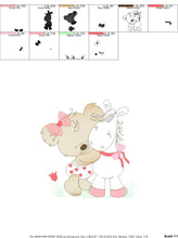 Carica l&#39;immagine nel visualizzatore di Gallery, Animal Bear embroidery designs - Baby girl embroidery design machine embroidery pattern - Bear with horse embroidery file - instant download
