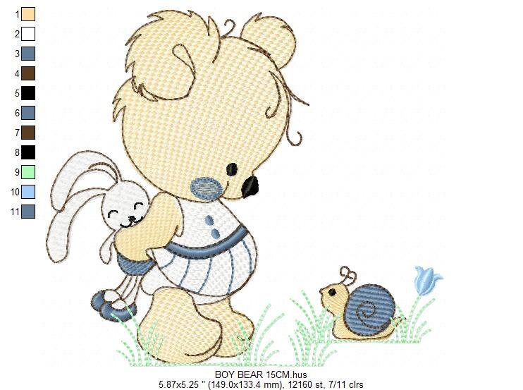Bear embroidery designs - Sweet Children embroidery design machine embroidery pattern - cute teddy bear embroidery file - instant download - Marcia Embroidery