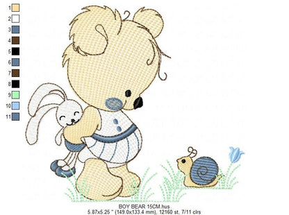 Bear embroidery designs - Sweet Children embroidery design machine embroidery pattern - cute teddy bear embroidery file - instant download - Marcia Embroidery