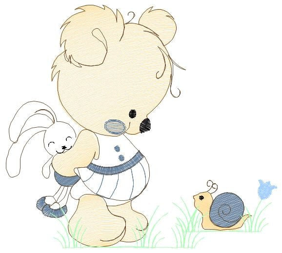 Bear embroidery designs - Sweet Children embroidery design machine embroidery pattern - cute teddy bear embroidery file - instant download - Marcia Embroidery