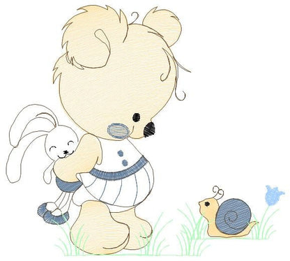Bear embroidery designs - Sweet Children embroidery design machine embroidery pattern - cute teddy bear embroidery file - instant download - Marcia Embroidery