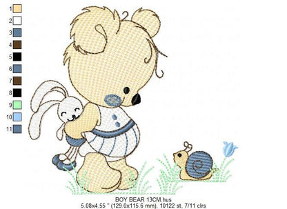 Bear embroidery designs - Sweet Children embroidery design machine embroidery pattern - cute teddy bear embroidery file - instant download - Marcia Embroidery