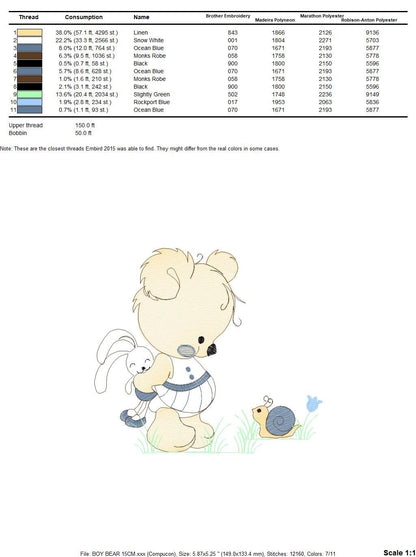 Bear embroidery designs - Sweet Children embroidery design machine embroidery pattern - cute teddy bear embroidery file - instant download - Marcia Embroidery