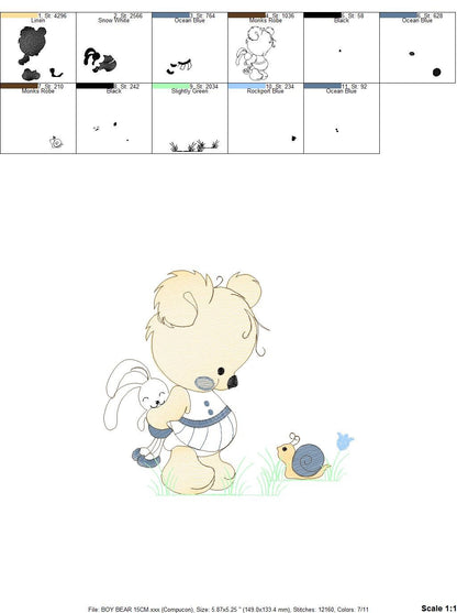 Bear embroidery designs - Sweet Children embroidery design machine embroidery pattern - cute teddy bear embroidery file - instant download - Marcia Embroidery
