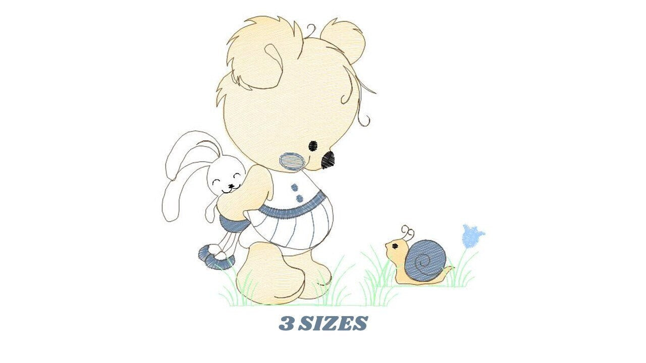 Bear embroidery designs - Sweet Children embroidery design machine embroidery pattern - cute teddy bear embroidery file - instant download - Marcia Embroidery