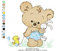 Laden Sie das Bild in den Galerie-Viewer, Bear embroidery designs - Baby boy embroidery design machine embroidery pattern - Cute teddy bear embroidery file - instant download pes jef
