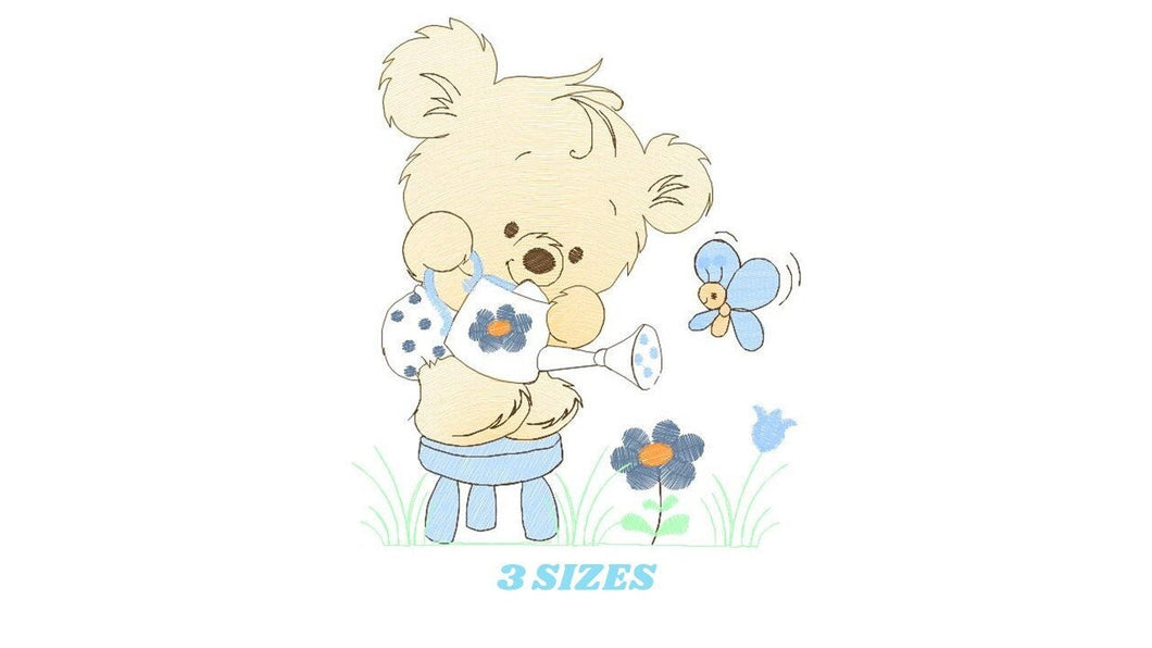 Bear embroidery designs - Baby boy embroidery design machine embroidery pattern - Cute teddy bear embroidery file - instant download pes jef