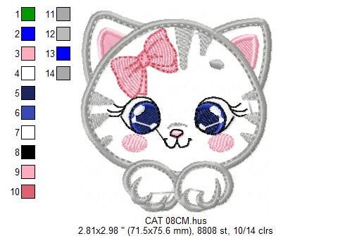 Cat embroidery design - Cat face peek a boo embroidery designs machine embroidery pattern - Pet embroidery file - Cat applique pes design
