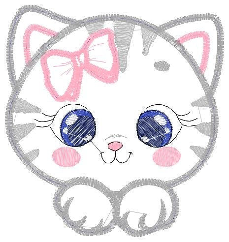 Cat embroidery design - Cat face peek a boo embroidery designs machine embroidery pattern - Pet embroidery file - Cat applique pes design Marcia Embroidery