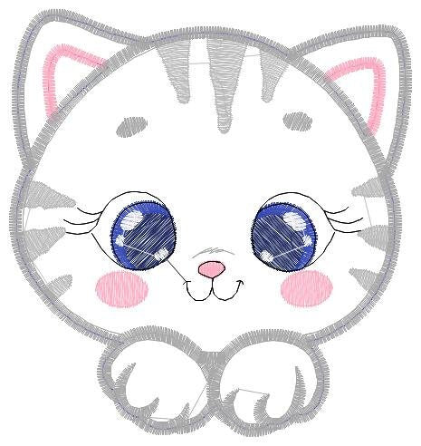 Male Cat embroidery design - Cat face peek a boo embroidery designs machine embroidery pattern - Kitten embroidery - Cat applique design jef Marcia Embroidery
