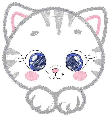 Male Cat embroidery design - Cat face peek a boo embroidery designs machine embroidery pattern - Kitten embroidery - Cat applique design jef