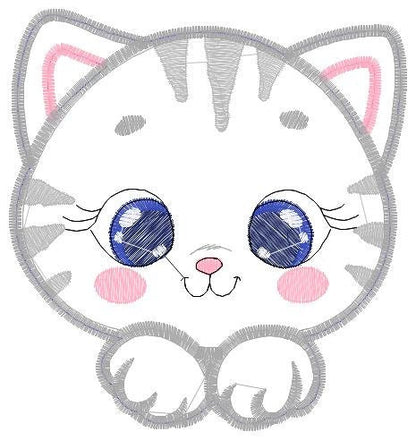 Male Cat embroidery design - Cat face peek a boo embroidery designs machine embroidery pattern - Kitten embroidery - Cat applique design jef