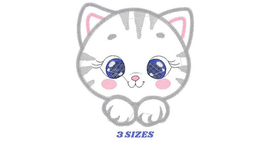 Male Cat embroidery design - Cat face peek a boo embroidery designs machine embroidery pattern - Kitten embroidery - Cat applique design jef Marcia Embroidery
