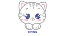 Load image into Gallery viewer, Male Cat embroidery design - Cat face peek a boo embroidery designs machine embroidery pattern - Kitten embroidery - Cat applique design jef
