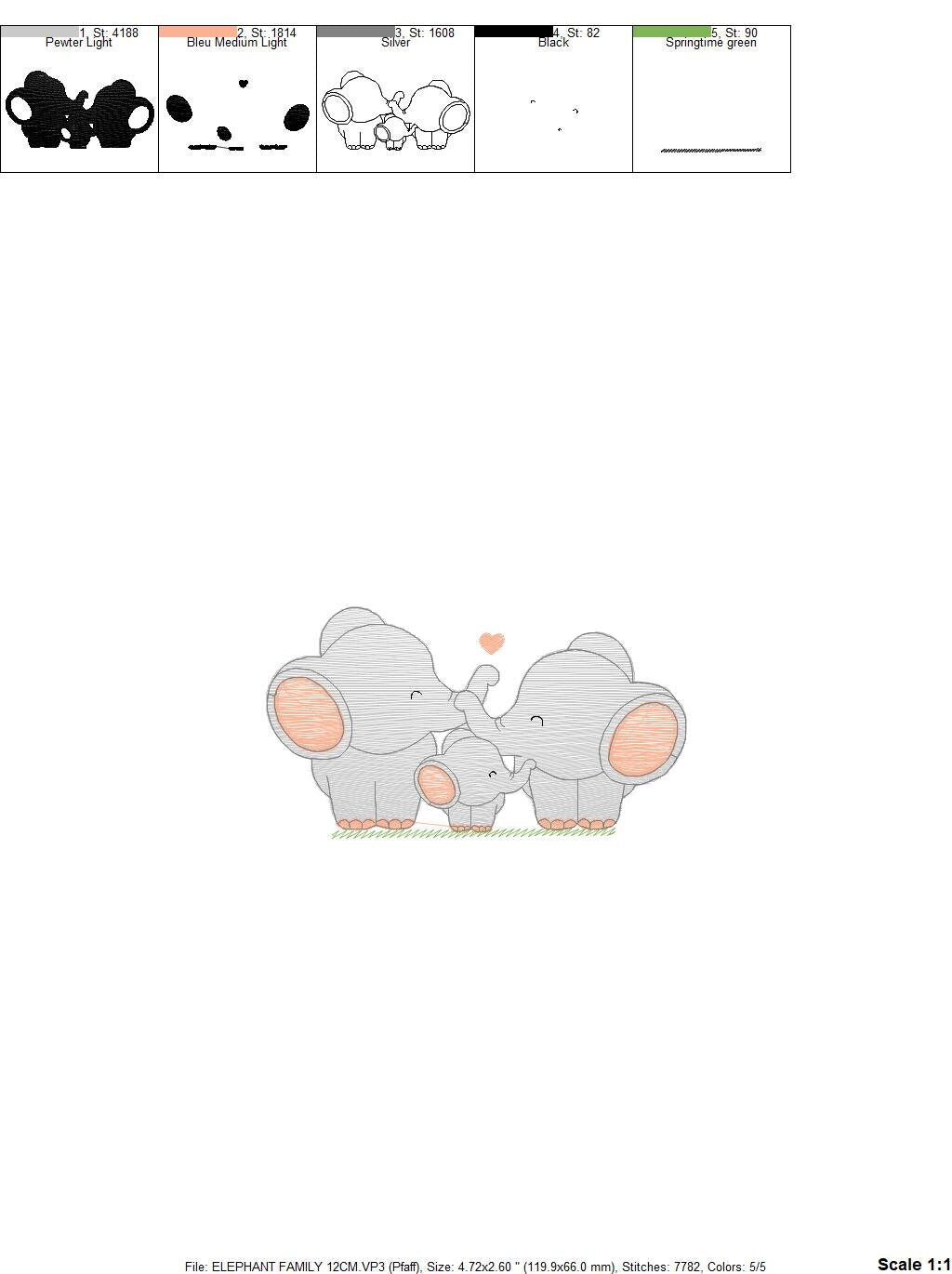 Family Elephant embroidery designs - Animal embroidery design machine embroidery pattern - Loving couple with kid - instant digital download - Marcia Embroidery