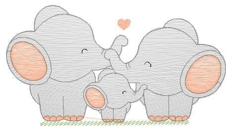 Family Elephant embroidery designs - Animal embroidery design machine embroidery pattern - Loving couple with kid - instant digital download - Marcia Embroidery