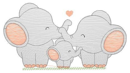 Family Elephant embroidery designs - Animal embroidery design machine embroidery pattern - Loving couple with kid - instant digital download - Marcia Embroidery