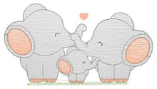 Load image into Gallery viewer, Family Elephant embroidery designs - Animal embroidery design machine embroidery pattern - Loving couple with kid - instant digital download
