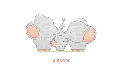 Family Elephant embroidery designs - Animal embroidery design machine embroidery pattern - Loving couple with kid - instant digital download - Marcia Embroidery