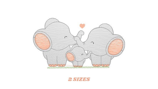 Family Elephant embroidery designs - Animal embroidery design machine embroidery pattern - Loving couple with kid - instant digital download - Marcia Embroidery