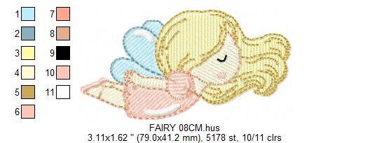 Fairy embroidery designs - Baby girl embroidery design machine embroidery pattern - Pixie embroidery file - Tooth Fairy design download pes Marcia Embroidery