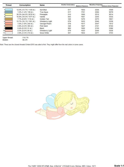 Fairy embroidery designs - Baby girl embroidery design machine embroidery pattern - Pixie embroidery file - Tooth Fairy design download pes Marcia Embroidery
