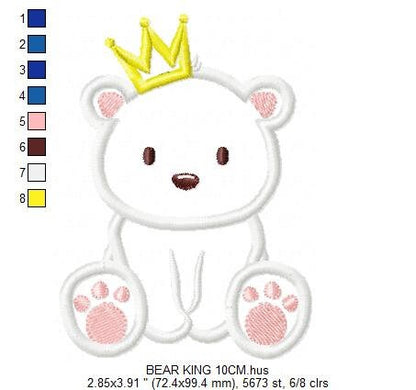 Bear embroidery designs - Polar Bear embroidery design machine embroidery pattern - King Bear applique design - Baby boy embroidery file pes Marcia Embroidery