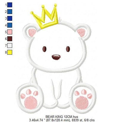Bear embroidery designs - Polar Bear embroidery design machine embroidery pattern - King Bear applique design - Baby boy embroidery file pes Marcia Embroidery