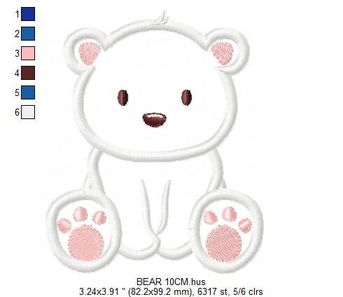 Polar Bear applique embroidery designs - Wild Animal machine embroidery pattern - Baby boy and girl file - Instant digital download pes jef Marcia Embroidery