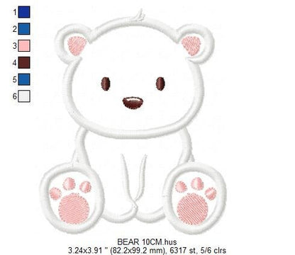 Polar Bear applique embroidery designs - Wild Animal machine embroidery pattern - Baby boy and girl file - Instant digital download pes jef Marcia Embroidery