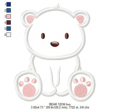 Polar Bear applique embroidery designs - Wild Animal machine embroidery pattern - Baby boy and girl file - Instant digital download pes jef Marcia Embroidery