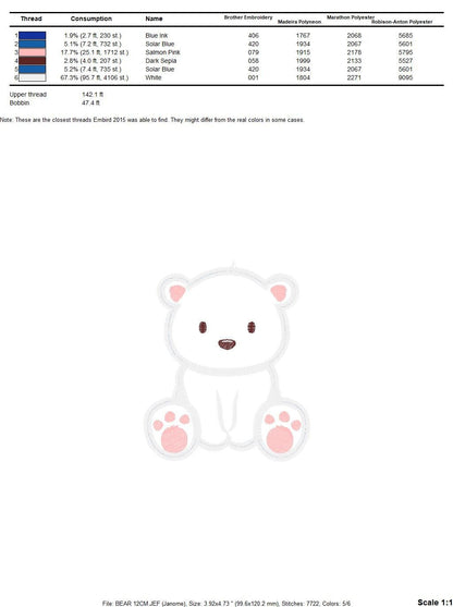 Polar Bear applique embroidery designs - Wild Animal machine embroidery pattern - Baby boy and girl file - Instant digital download pes jef Marcia Embroidery