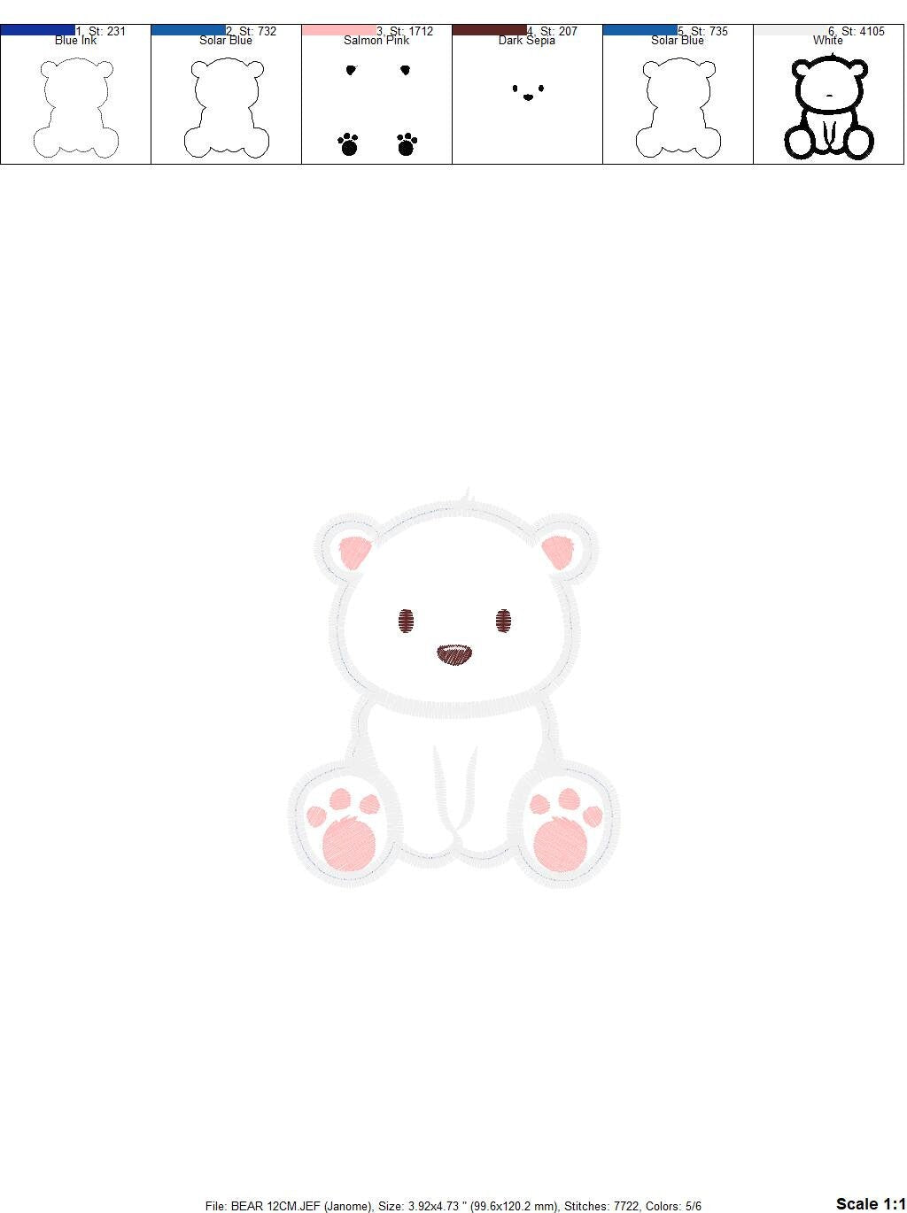 Polar Bear applique embroidery designs - Wild Animal machine embroidery pattern - Baby boy and girl file - Instant digital download pes jef Marcia Embroidery