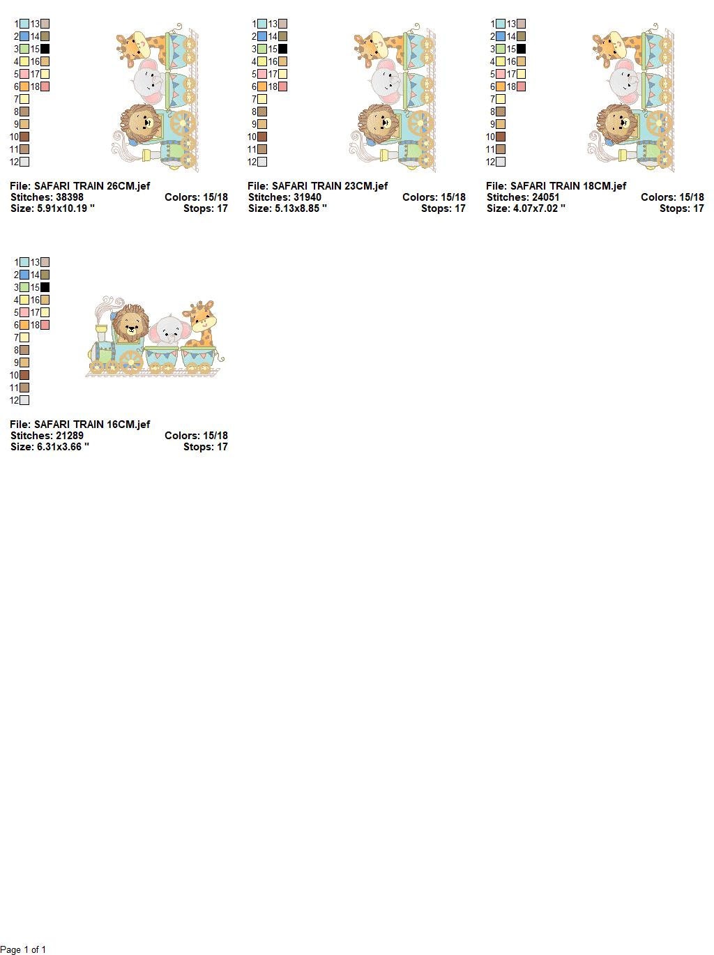 Safari embroidery designs - Animals embroidery design machine embroidery pattern - Train embroidery file - lion elephant giraffe animal pes