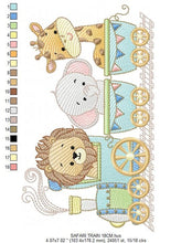 Laden Sie das Bild in den Galerie-Viewer, Safari embroidery designs - Animals embroidery design machine embroidery pattern - Train embroidery file - lion elephant giraffe animal pes
